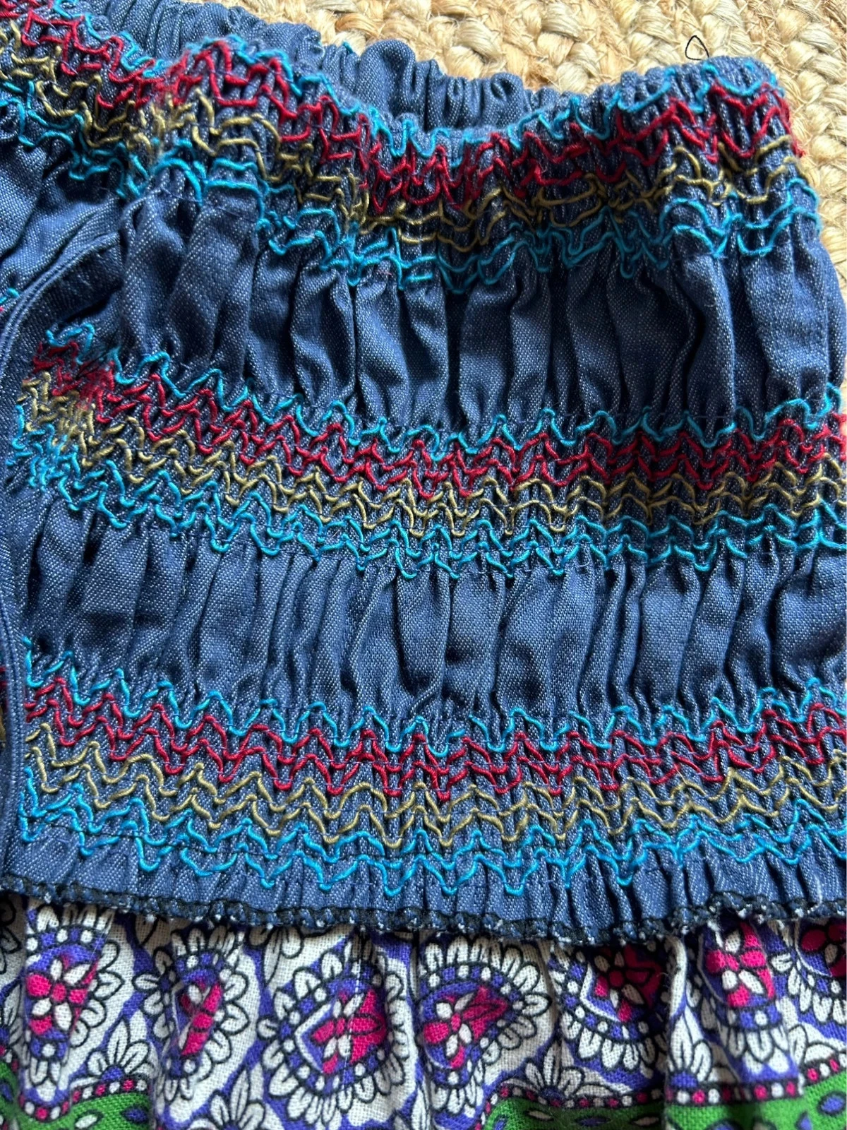 🩵🌿Jupe robe 2-in-1 Boheemse Ambachtelijke Vintage Folk Handgemaakte Etnische Hippy Rok Jurk 36/38🌿💜 – photo 17